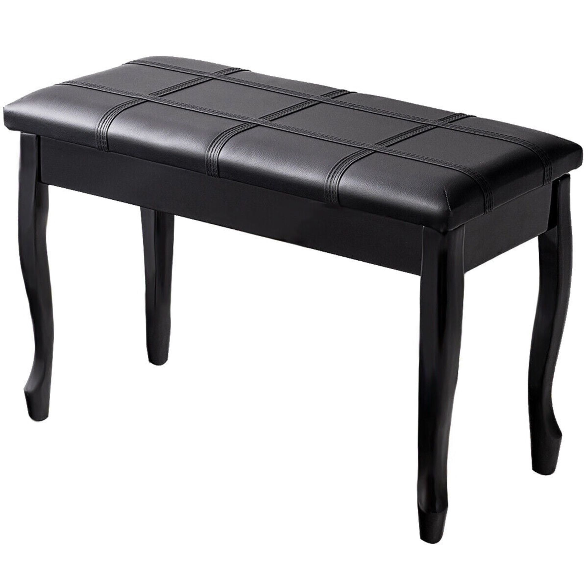 Solid Wood Pu Leather Piano Bench With Storage-black - ER53