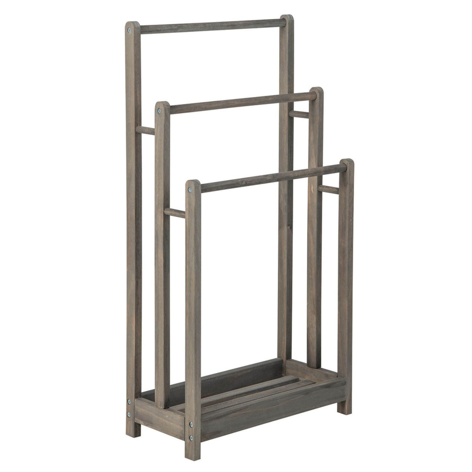 Freestanding Towel Rack and Bottom Storage Shelf-Grey - ER54