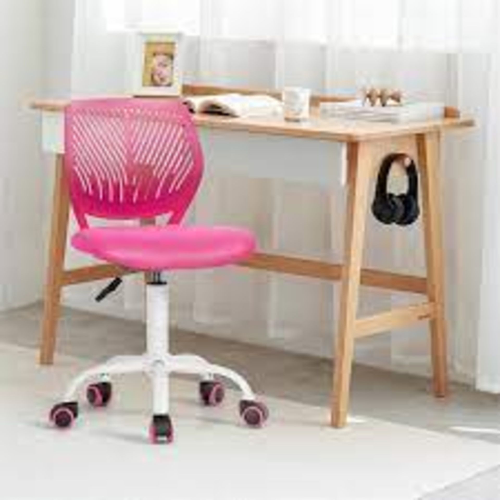 Adjustable Mid Back Children Study Chair with Adjustable Height for Office-Pink - ER53