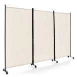 3-Panel Folding Room Divider with Lockable Wheels - ER53