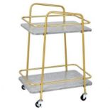 2-tier Kitchen Rolling Cart with with Steel Frame and Lockable Casters - ER53