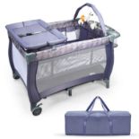 3 in 1 Convertible Bassinet Cot with Changing Table and Toy Bar - ER53
