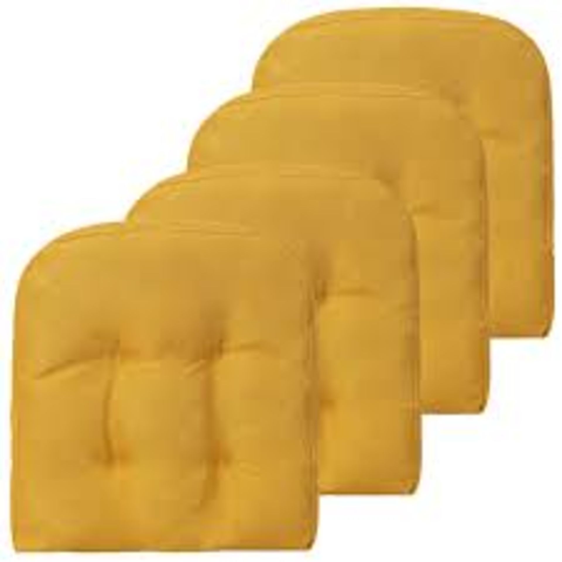 Set of 4 Tufted Seat Chair Cushions with Non - Slip Backing - Yellow - ER53