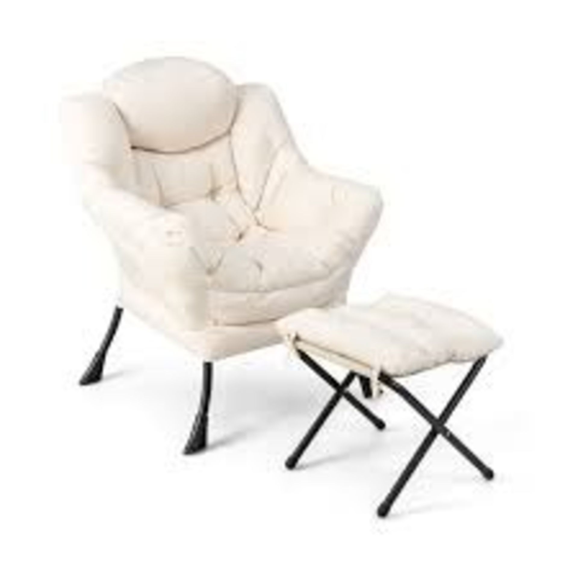 Lazy Chair with Ottoman-Beige - ER54