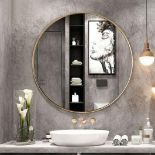 27.5'' Modern Metal Wall-Mounted Round Mirror for Bathroom - ER54
