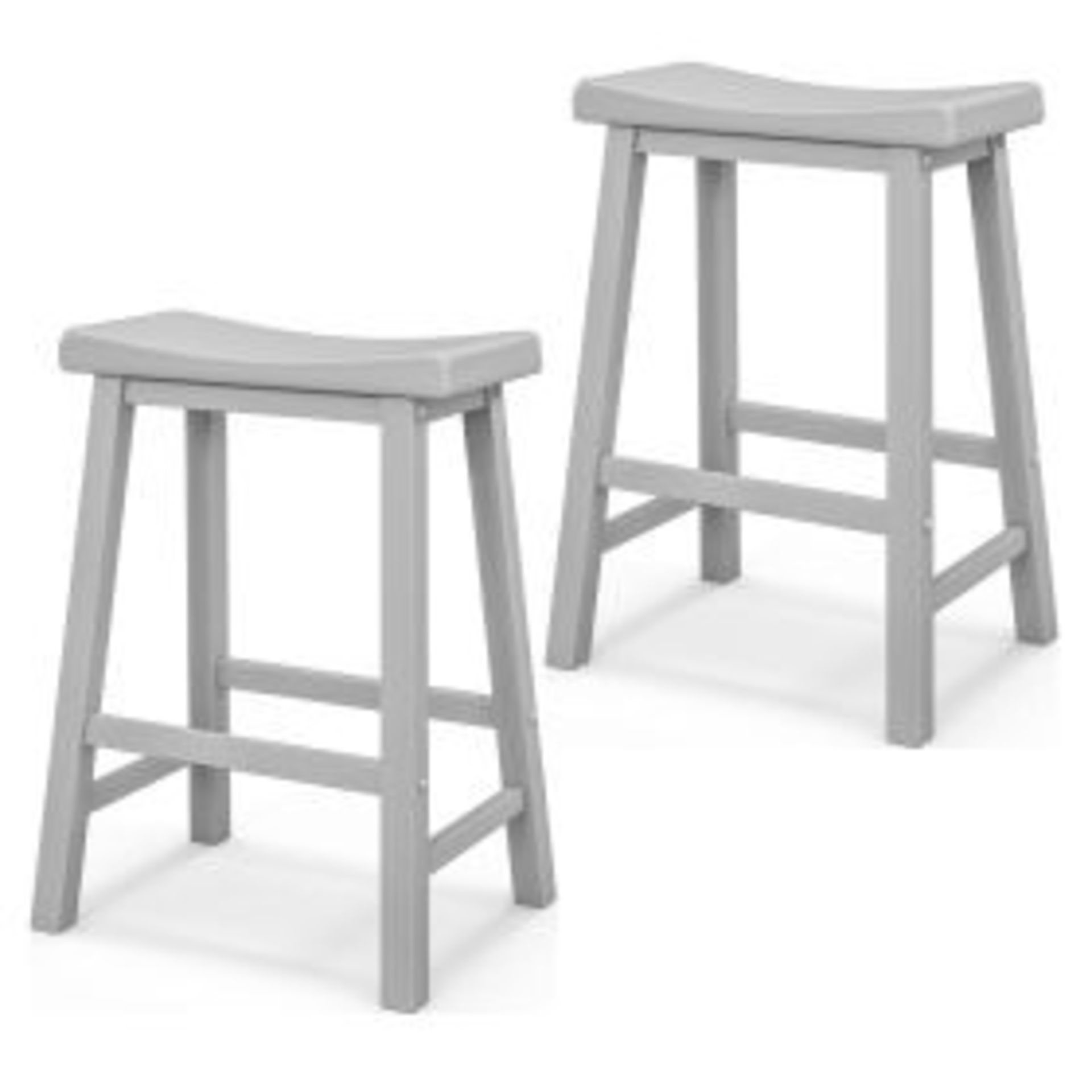 64.5cm Counter Height Bar Stool with Wooden Seat-Black - ER54