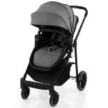 2 in 1 High Landscape Stroller with Reversible Seat and Adjustable Backrest and Canopy-Grey - ER53