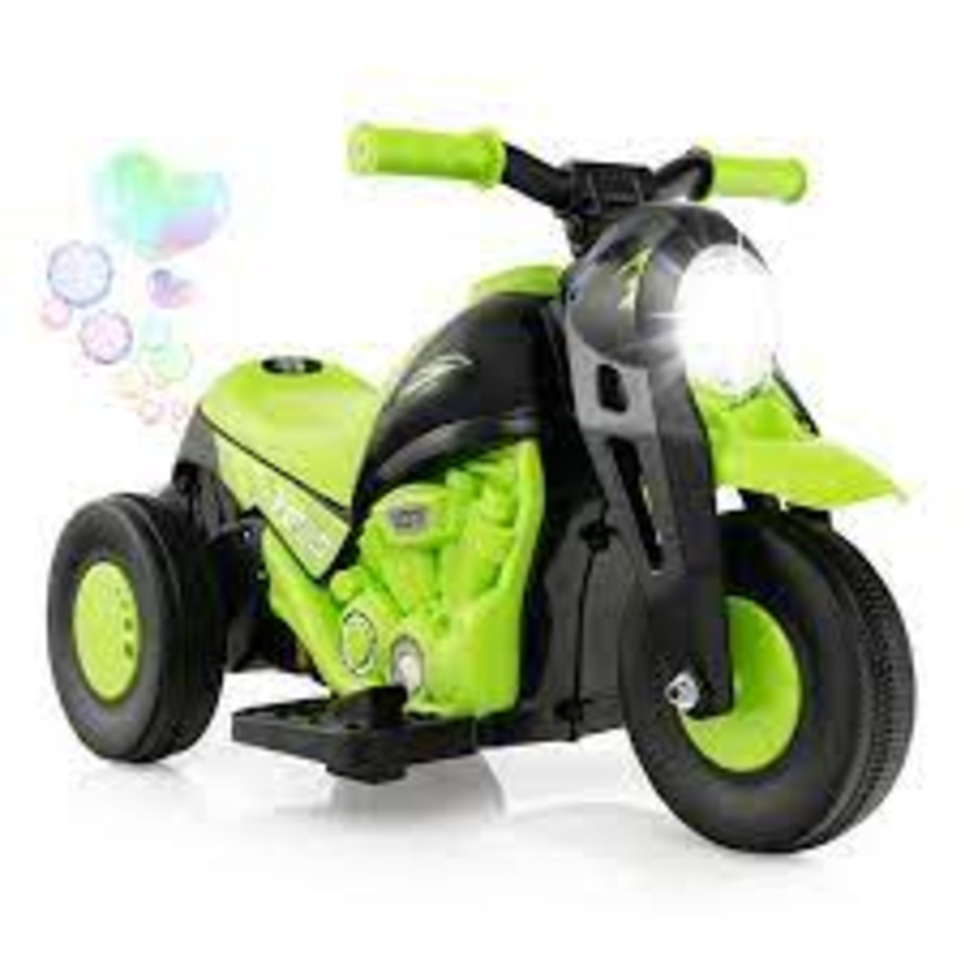 6V Kids Electric Ride On Motorcycle With Bubble Maker And Music-Green - ER53