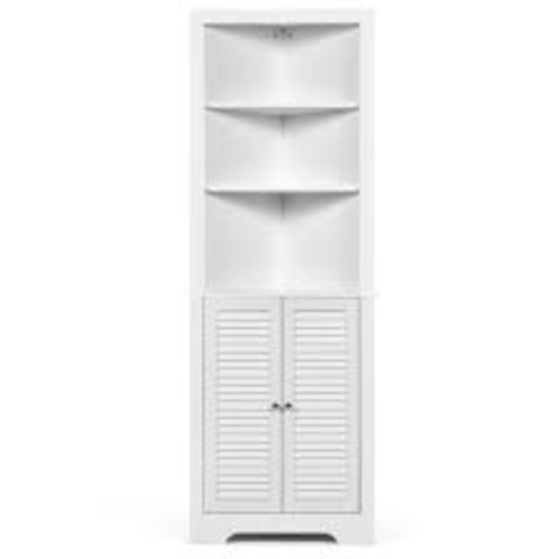 Free Standing Tall Bathroom Corner Storage Cabinet with 3 Shelves-White - ER54