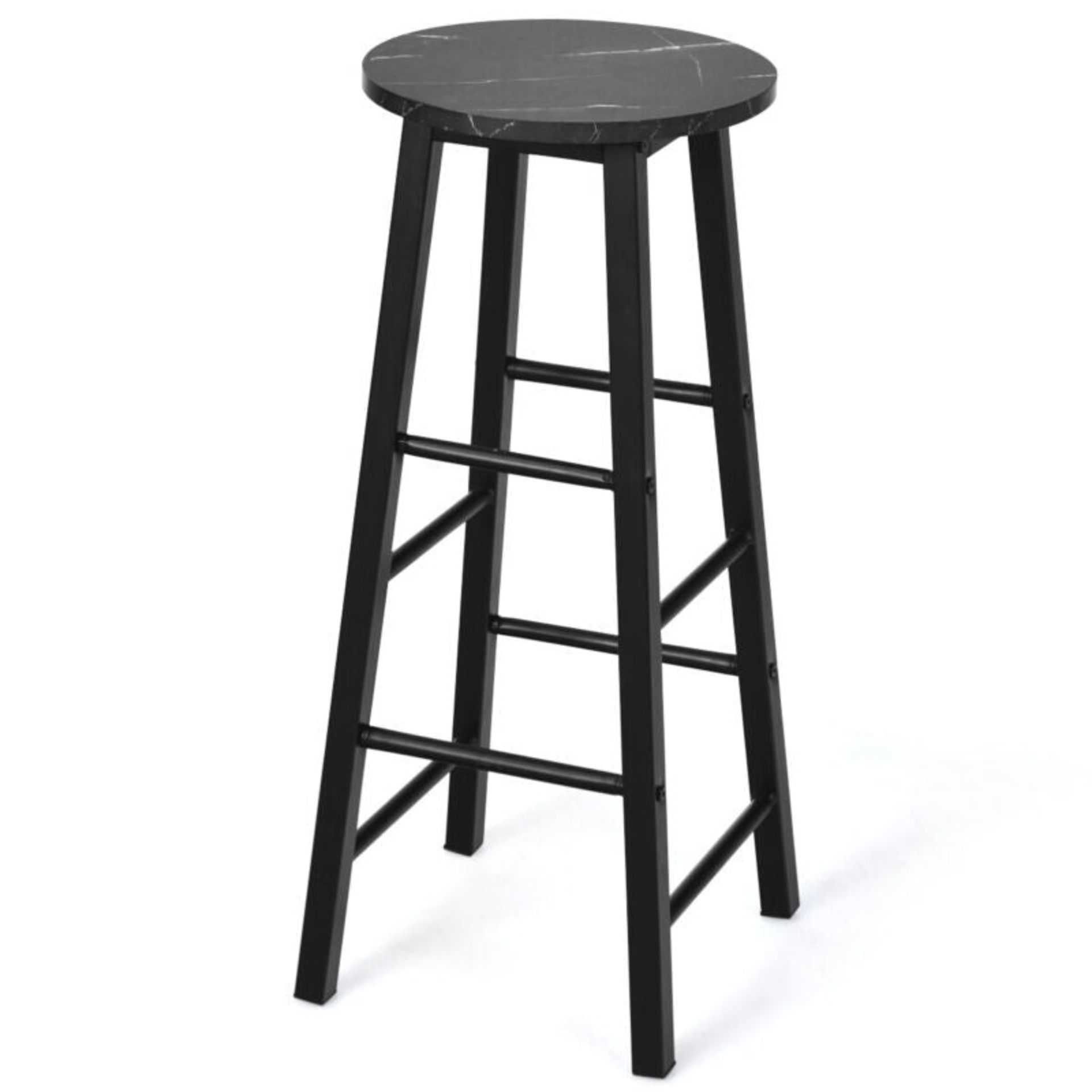 Set of 2 Bar Stools Faux Marble Pub Chair Round Kitchen Dining Chair - ER53