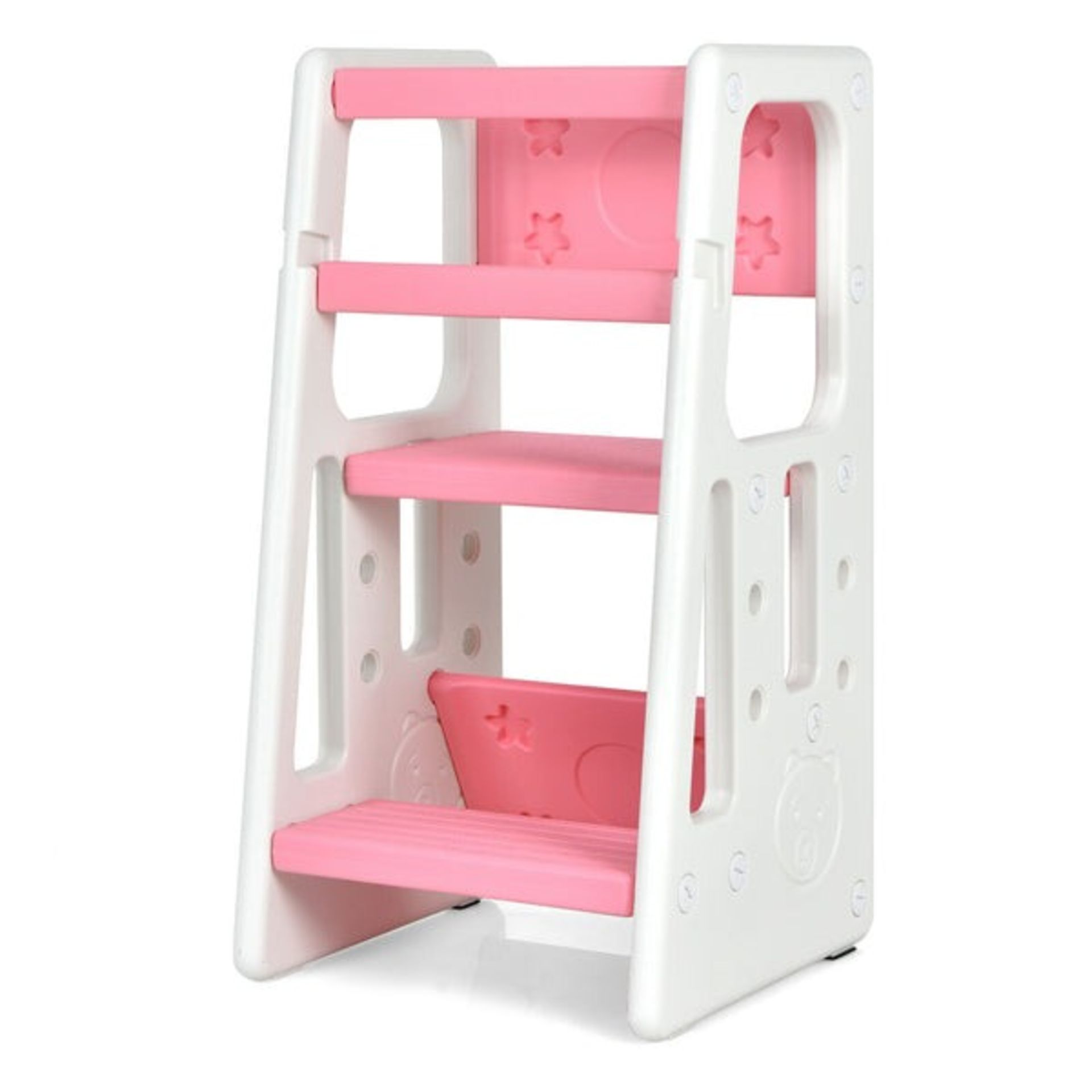 Kids Non-slip Kitchen Step Stool with Double Safety Rails-Pink - ER54