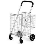 Folding Height Adjustable Shopping Trolley with Handle and Wheels - ER53