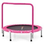 36 in. Indoor Outdoor Pink Kids Trampoline Rebounder with Full Covered Handrail - ER54