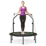 101 cm Mini Trampoline with 2 Resistance Bands and Adjustable Foam Handle-Green - ER53