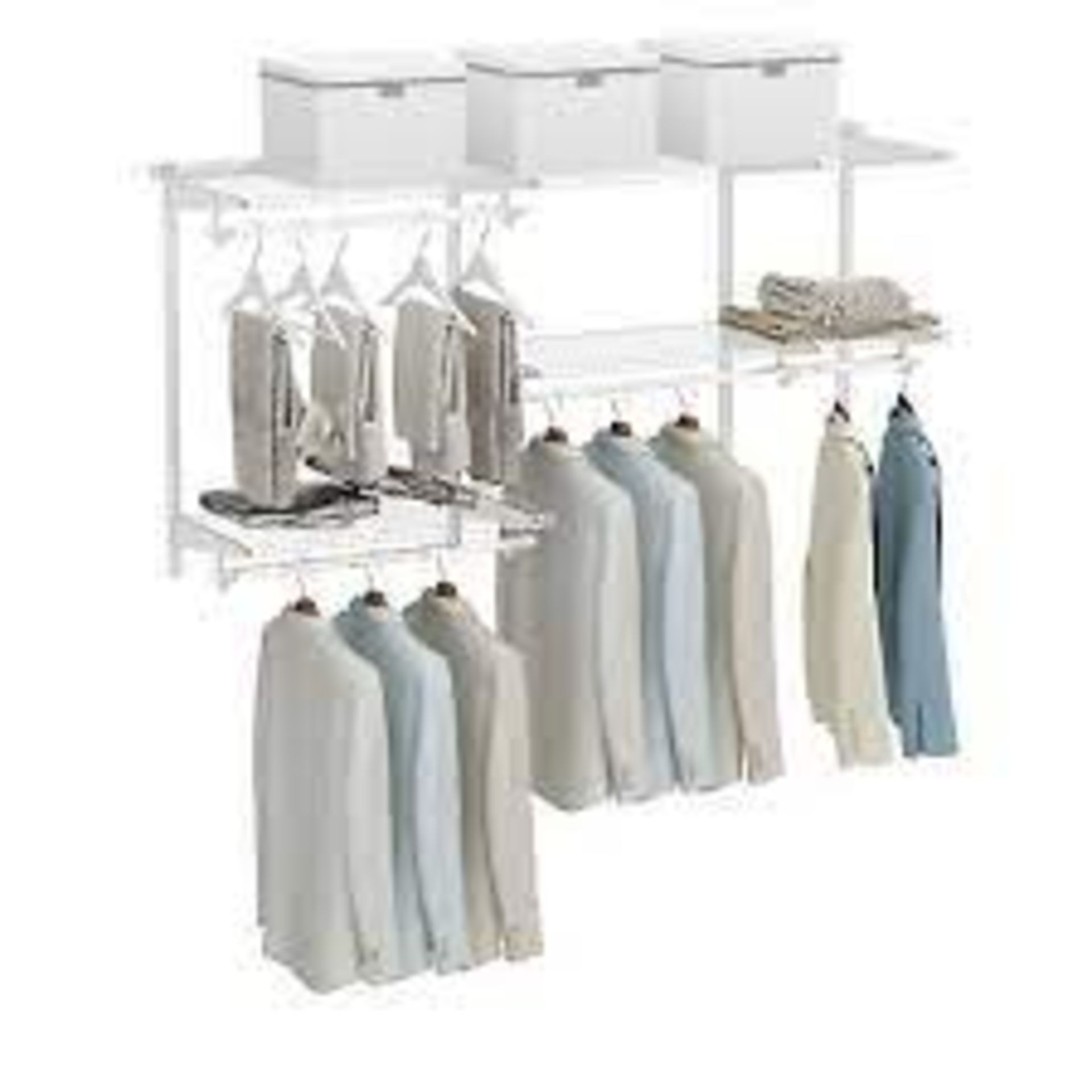 Custom Closet Organizer Kit Wall Mounted Adjustable 3 to 5 FT with Hanging Rod - ER54