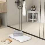 Waterproof HIPS Spa Shower Mat Bathroom Bathtub W/ Non Slip Foot Pads Mat White - ER53