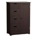 Freestanding Storage Cupboard with Adjustable Shelf and Drawers-Brown - ER54