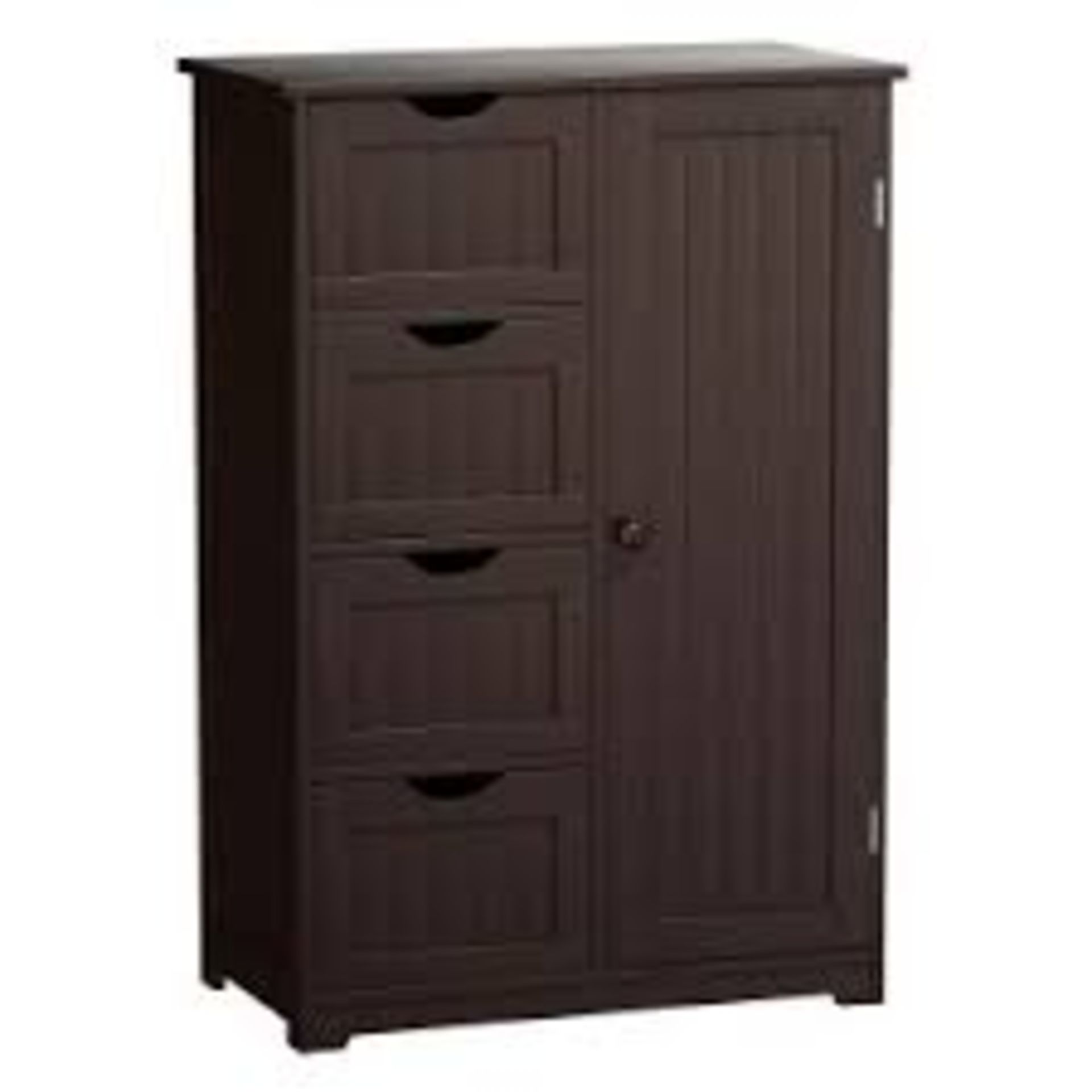 Freestanding Storage Cupboard with Adjustable Shelf and Drawers-Brown - ER54