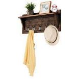 Wall-Mounted Coat Hooks with Shelf for Entryway-Brown - ER53