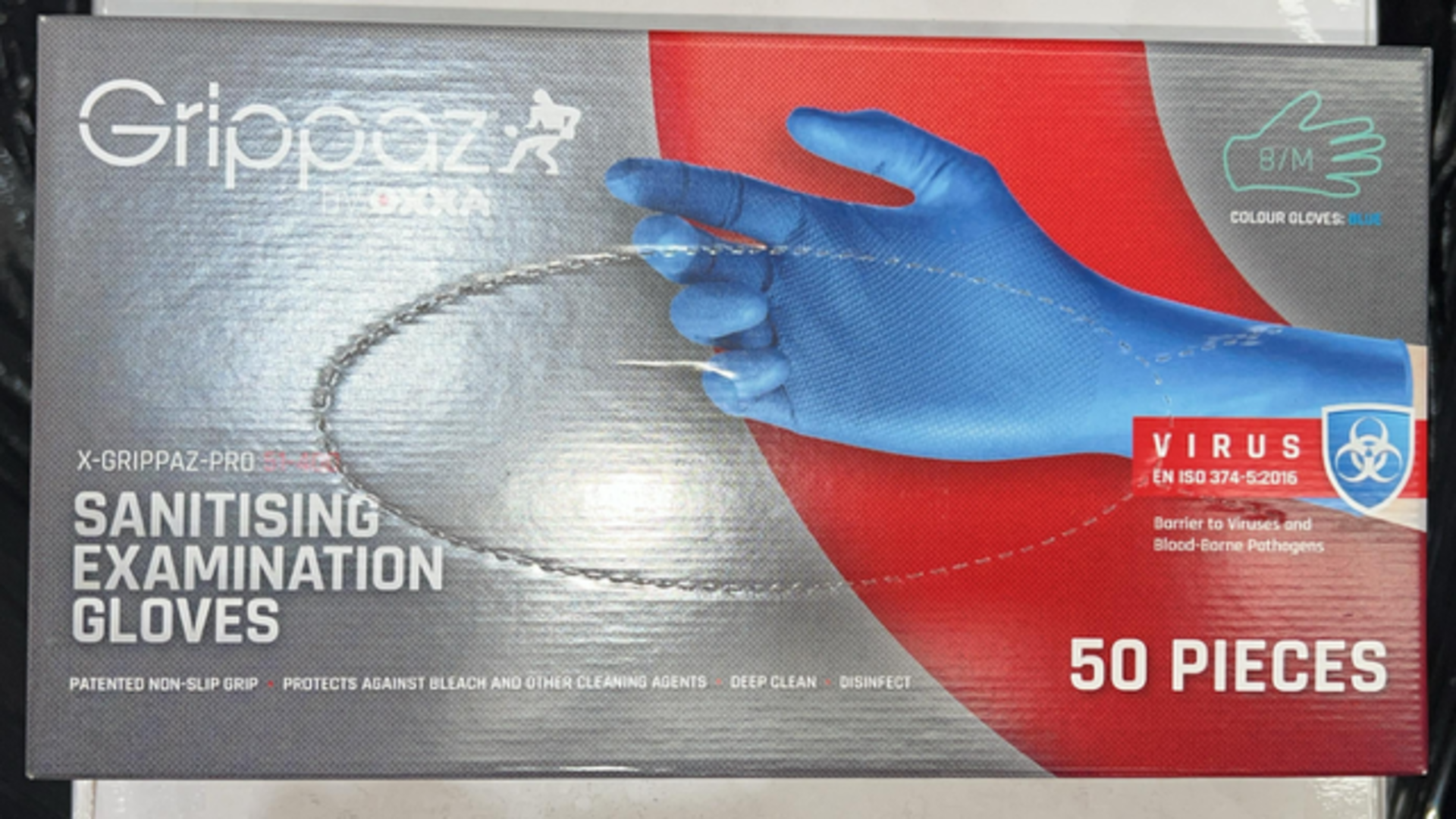 600 X BRAND NEW PACKS OF 50 GRIPPAZ Z PRO BLUE SANITISING EXAMINATION GLOVES SIZE SMALL EXP OCT - Bild 2 aus 5