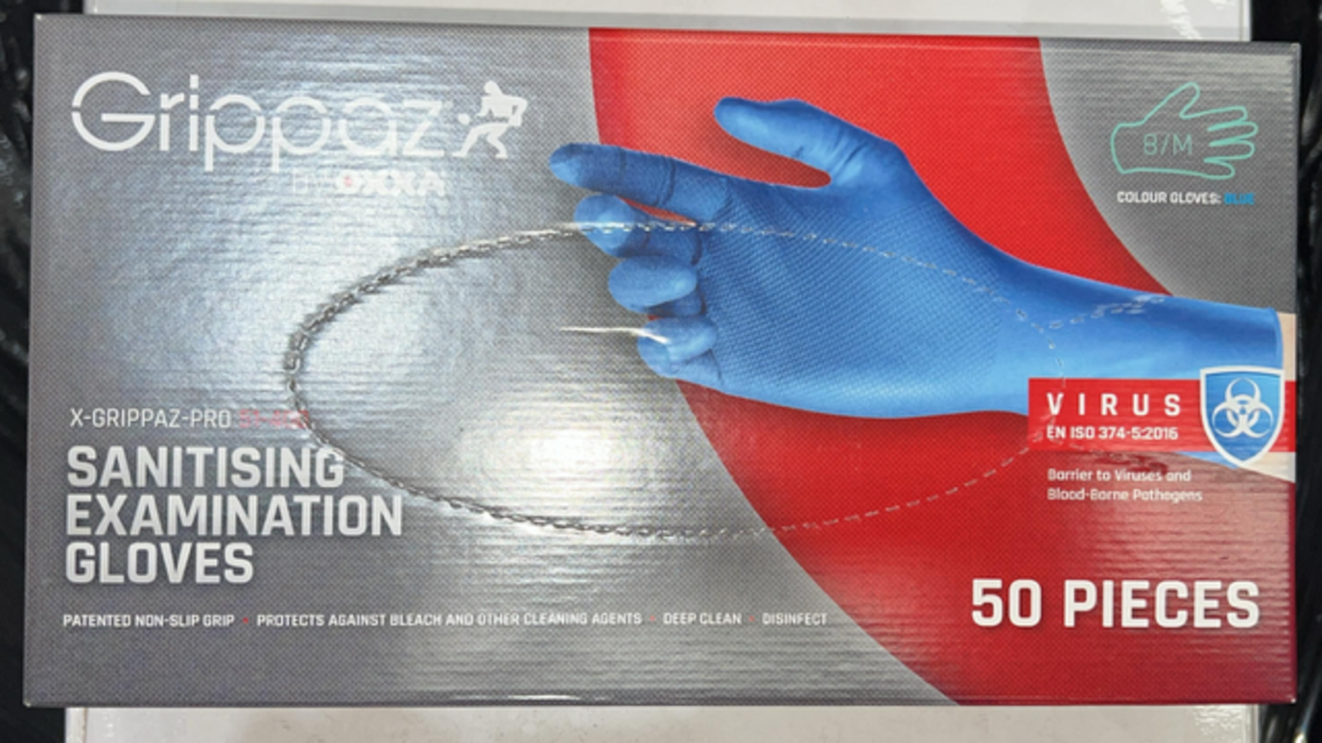 600 X BRAND NEW PACKS OF 50 GRIPPAZ Z PRO BLUE SANITISING EXAMINATION GLOVES SIZE MEDIUM EXP OCT - Image 2 of 5