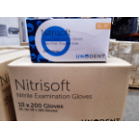 500 X BRAND NEW PACKS OF 180 UNODENT BLUE NITRILE GLOVES SIZE XL EXP MAY 2024