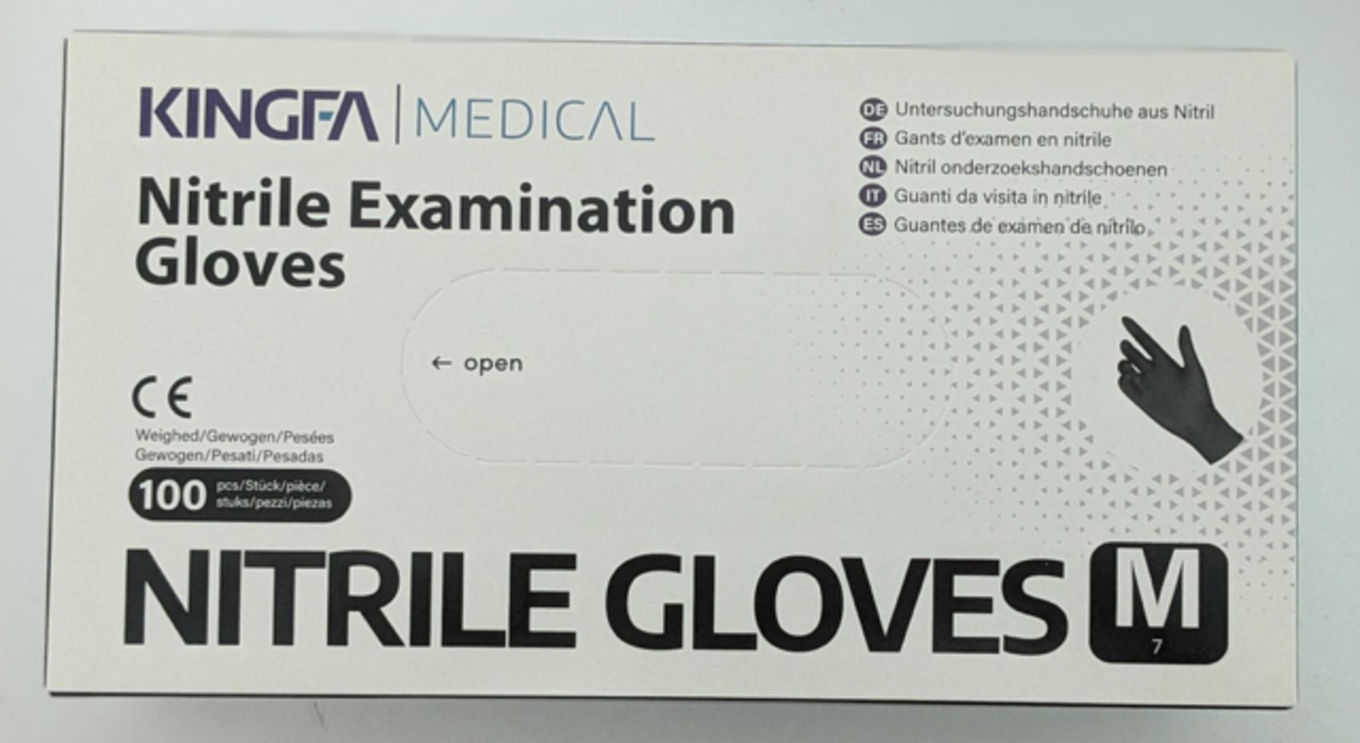 840 X BRAND NEW PACKS OF 100 KINGFA BLACK NITRILE EXAMINATION GLOVES SIZE LARGE EXP SEP 2028