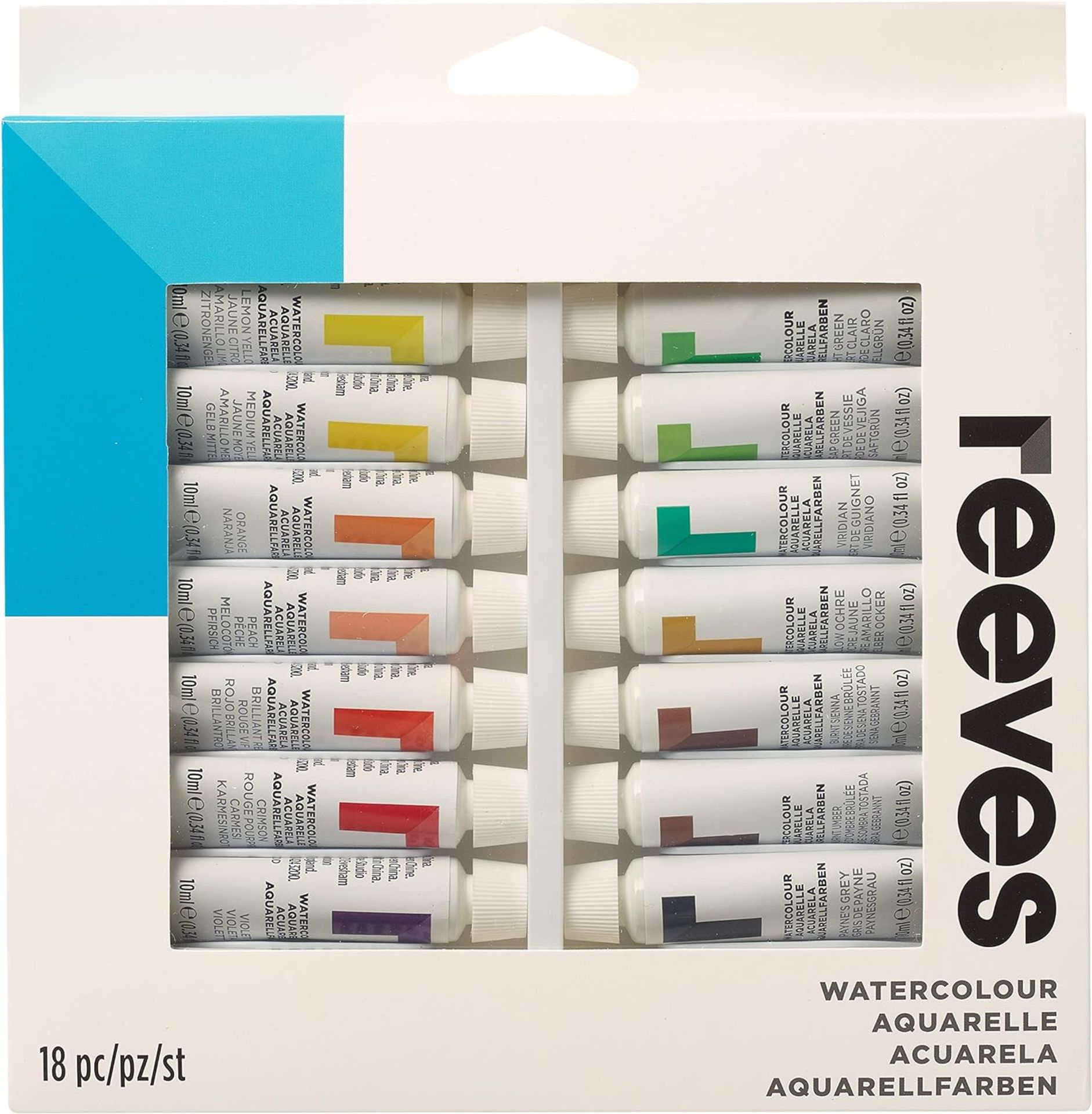 24x BRAND NEW REEVES Highly Pigmented Watercolour Paint Set - 18 x 12ml Pack. RRP £10.99 EACH. (