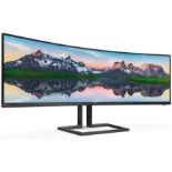 NEW & BOXED PHILIPS 498P9Z/00 49 Inch DQHD Curved UltraWide 165hz Monitor. RRP £859. 32:9