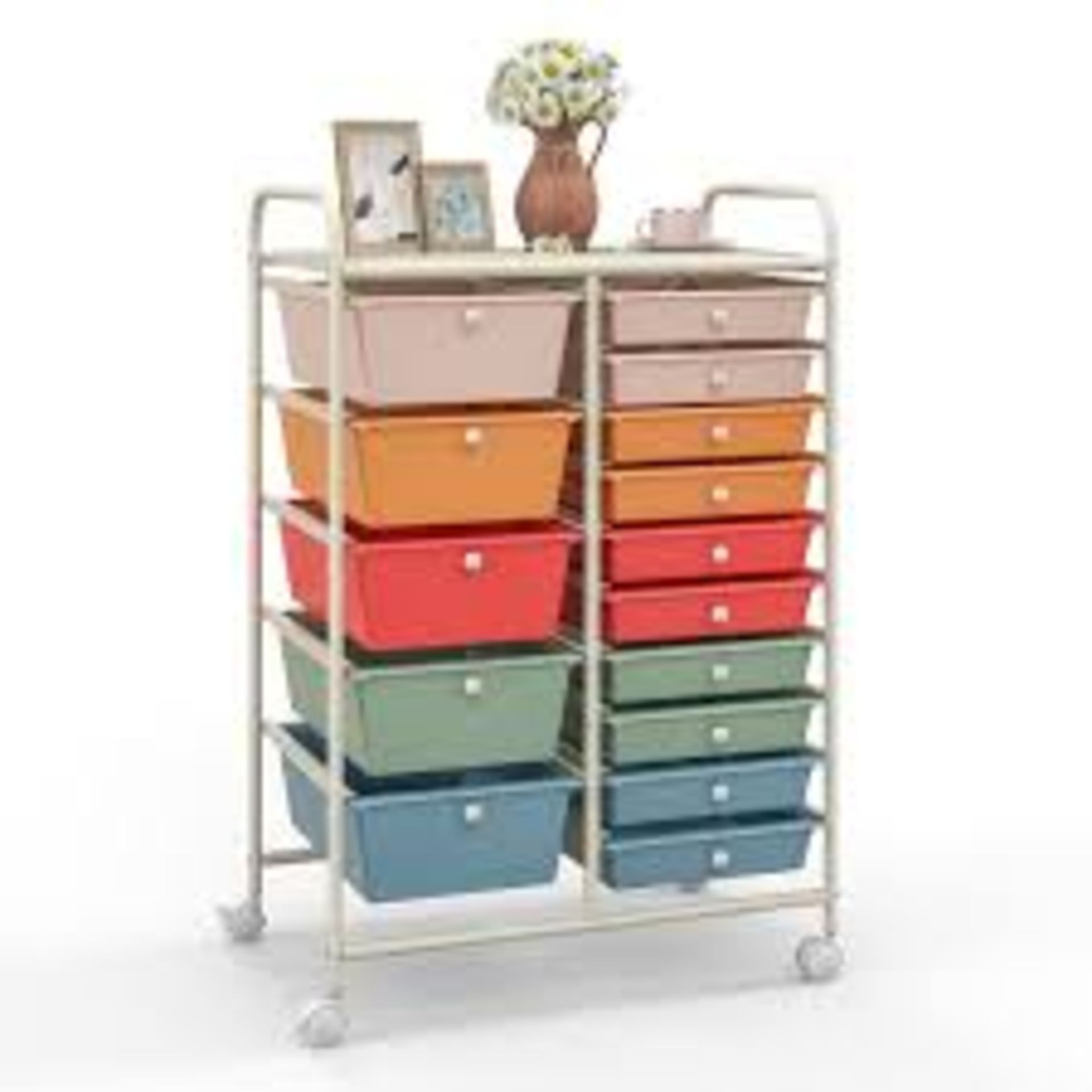 15 Drawer Rolling Storage Cart with 4 Wheels for Beauty Salon. - R13a.12.