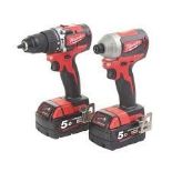 Milwaukee CBLPP2A-502C 18V 5Ah Impact Drill Driver & Cordless Drill Kit. - P4. 2 x 4.0ah Batteries &