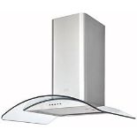 COOKE & LEWIS CURVED GLASS HOOD STAINLESS STEEL 600MM. - P5. Helps to remove cooking odours and