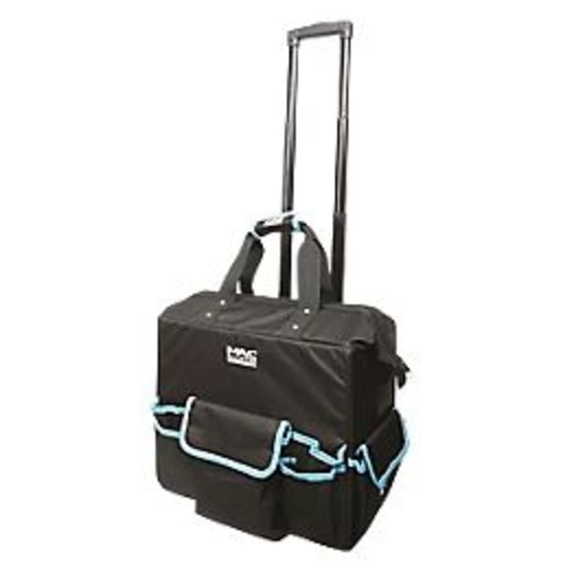 MAC ALLISTER HARD BASE TOOL BAG WITH WHEELS 18". - P4. Tool bag with reinforced rubber base.