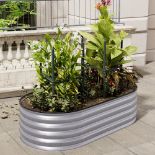 Silver Galvanized Steel Oval Raised Garden Bed - ER47