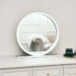 Round White & Silver Freestanding Table Top Mirror - ER48 *Design May Vary