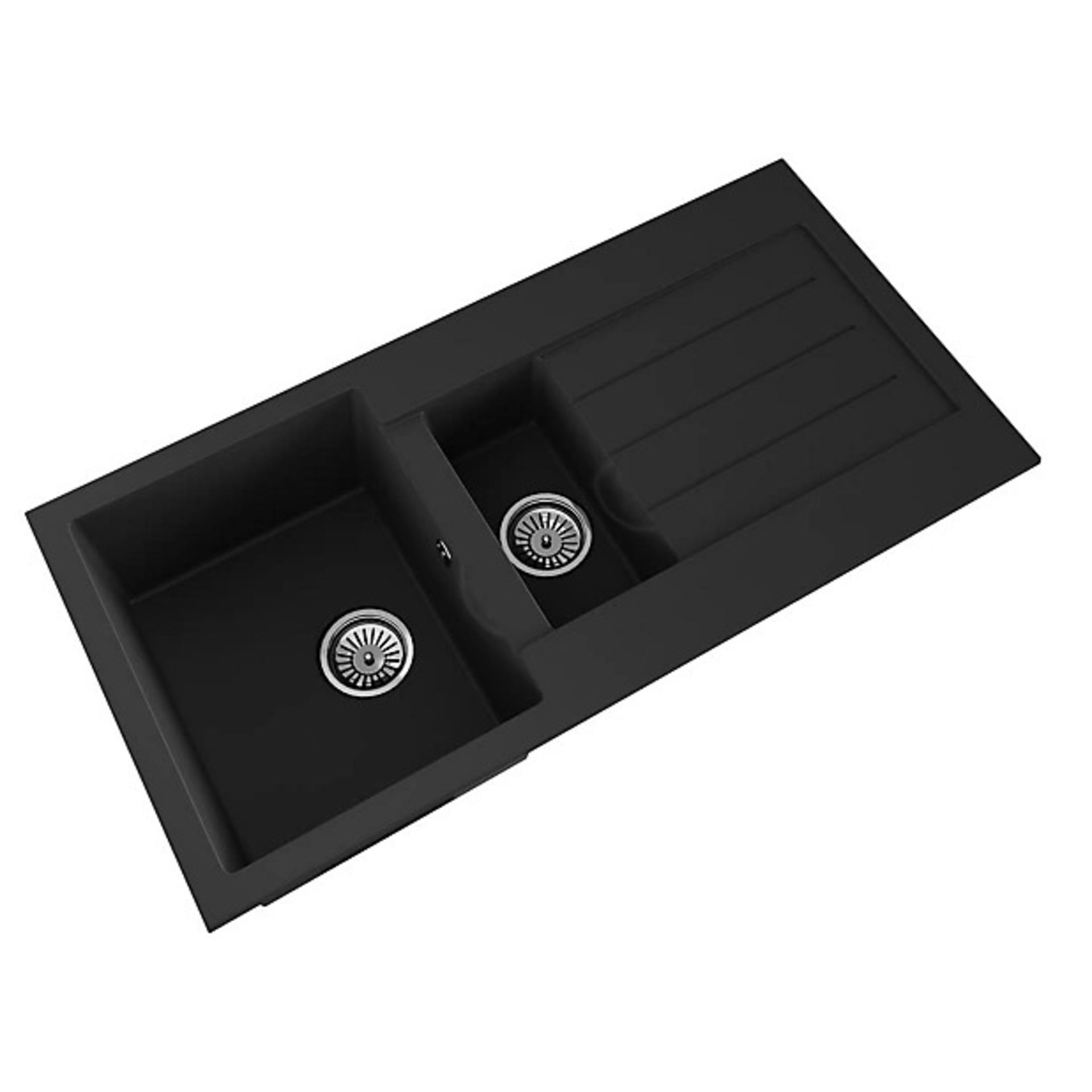 Liquida ELL15BL 1.5 Bowl Comite Reversible Inset Black Kitchen Sink With Wastes - ER48