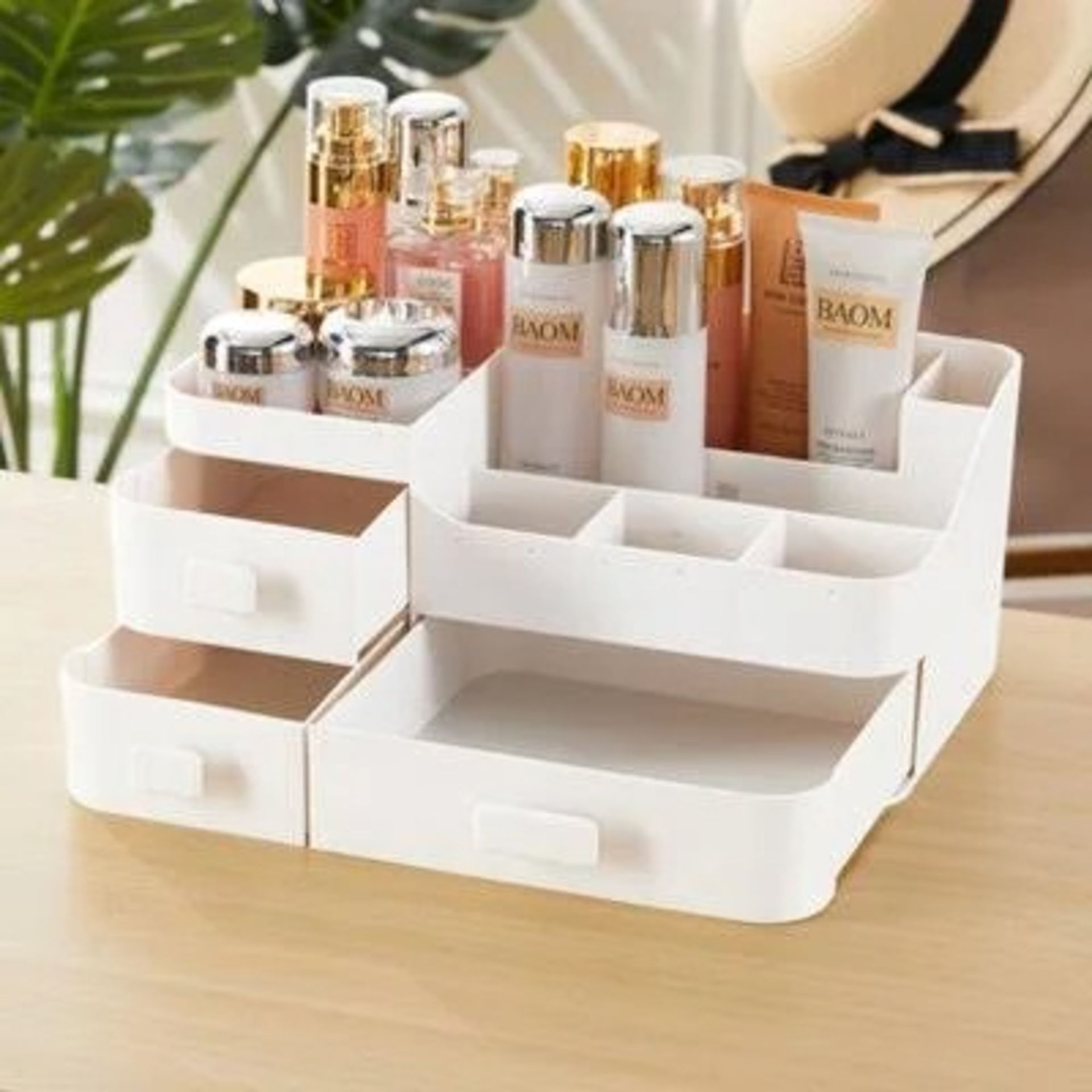 Multi Purpose White Makeup Storage Box Drawers Organizer Desktop Cosmetic Storage - ER48