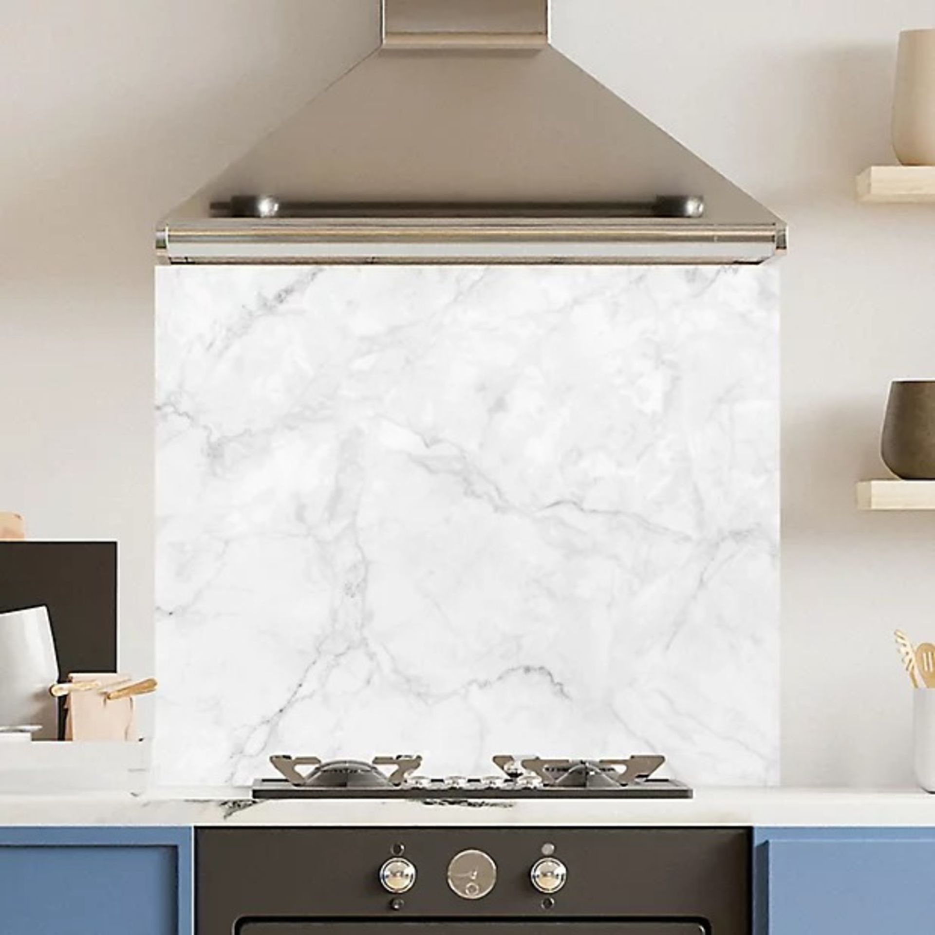 Premium White Marble Glass Kitchen Splashback - ER48