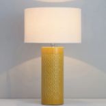 Inlight Dactyl Embossed ceramic Ochre Cylinder Table light - ER47