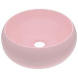 vidaXL Luxury Wash Basin Round Matt Pink 40x15 cm Ceramic - ER47