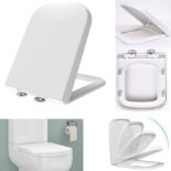 Square Toilet Seat, Soft Close Toilet Seat with Quick Release for Easy to Clean - ER48