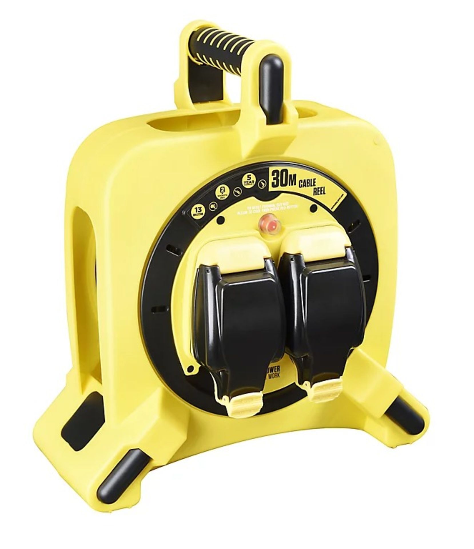 Masterplug IP54 Rated 2 socket Yellow & black Indoor & outdoor Cable reel, 30m - ER47