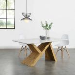 Orillia Oak Effect 160 cm Dining Table with White Top. - R19.4. RRP £389.99. Featuring high gloss