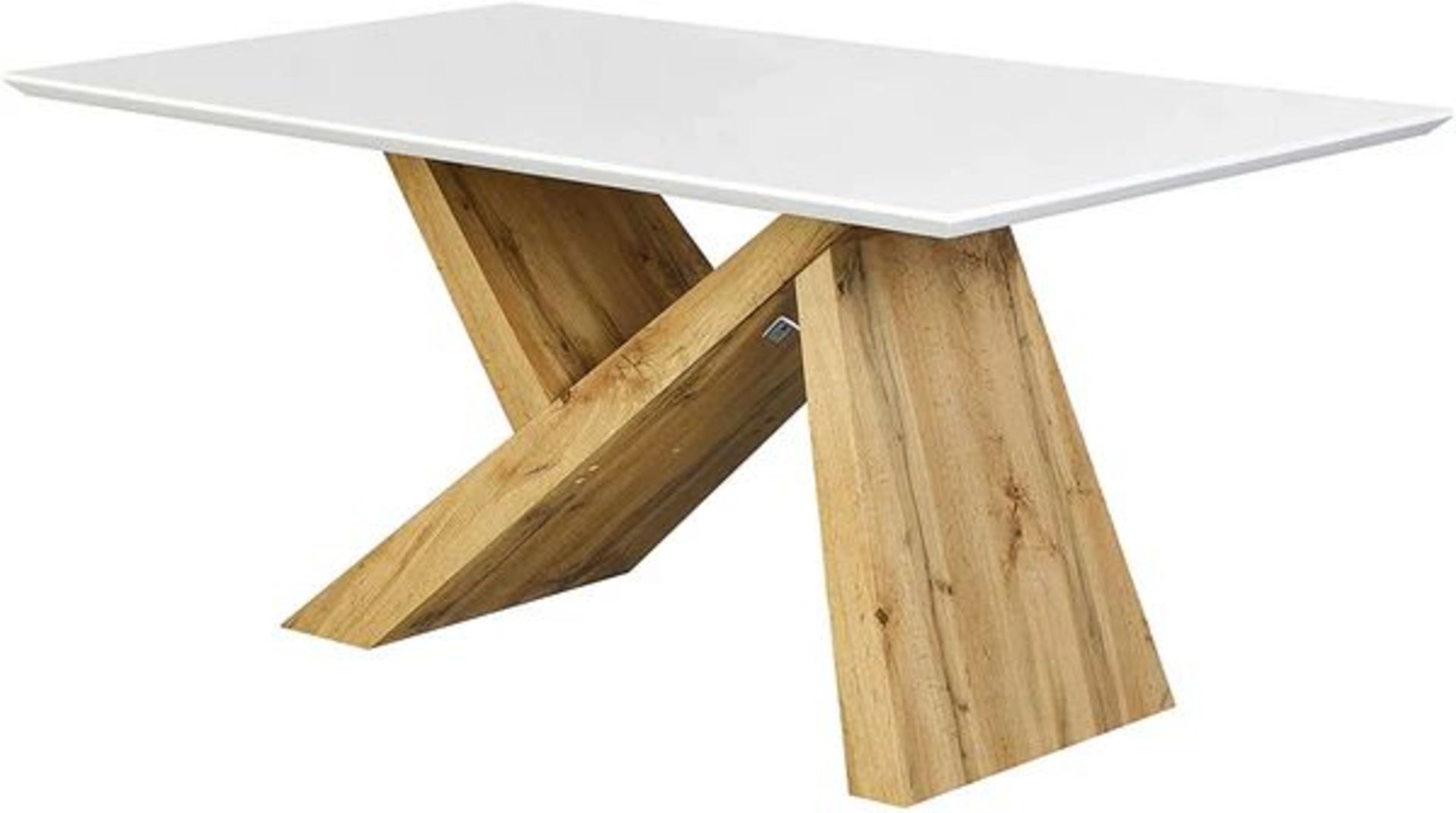 Orillia Oak Effect 160 cm Dining Table with White Top. - R19.4. RRP £389.99. Featuring high gloss - Image 2 of 2