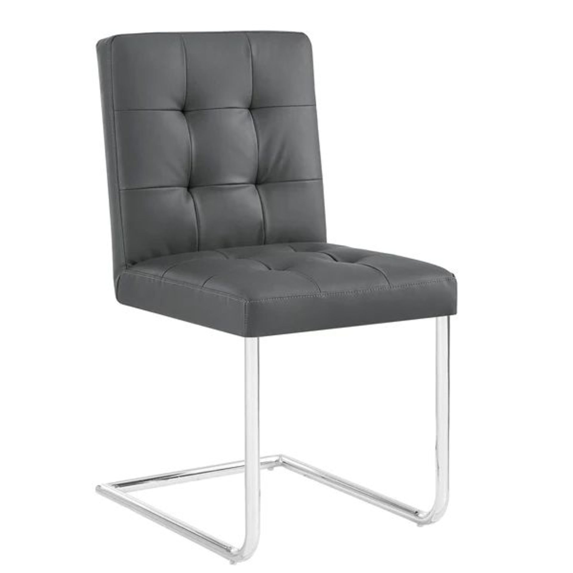 Keyston Set of 2 Dark Grey PU Leather Upholstered Dining Chairs with Chrome Legs. - R19.5. RRP £ - Image 2 of 2