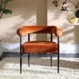 Fulbourn Rust Velvet Dining Chair with Black Legs. - R19.6. RRP £199.99. Well-cushioned seat and
