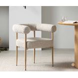 Fulbourn Taupe Boucle Dining Chair with Natural Wood Effect Legs. - R19.5. RRP £209.99. Well-