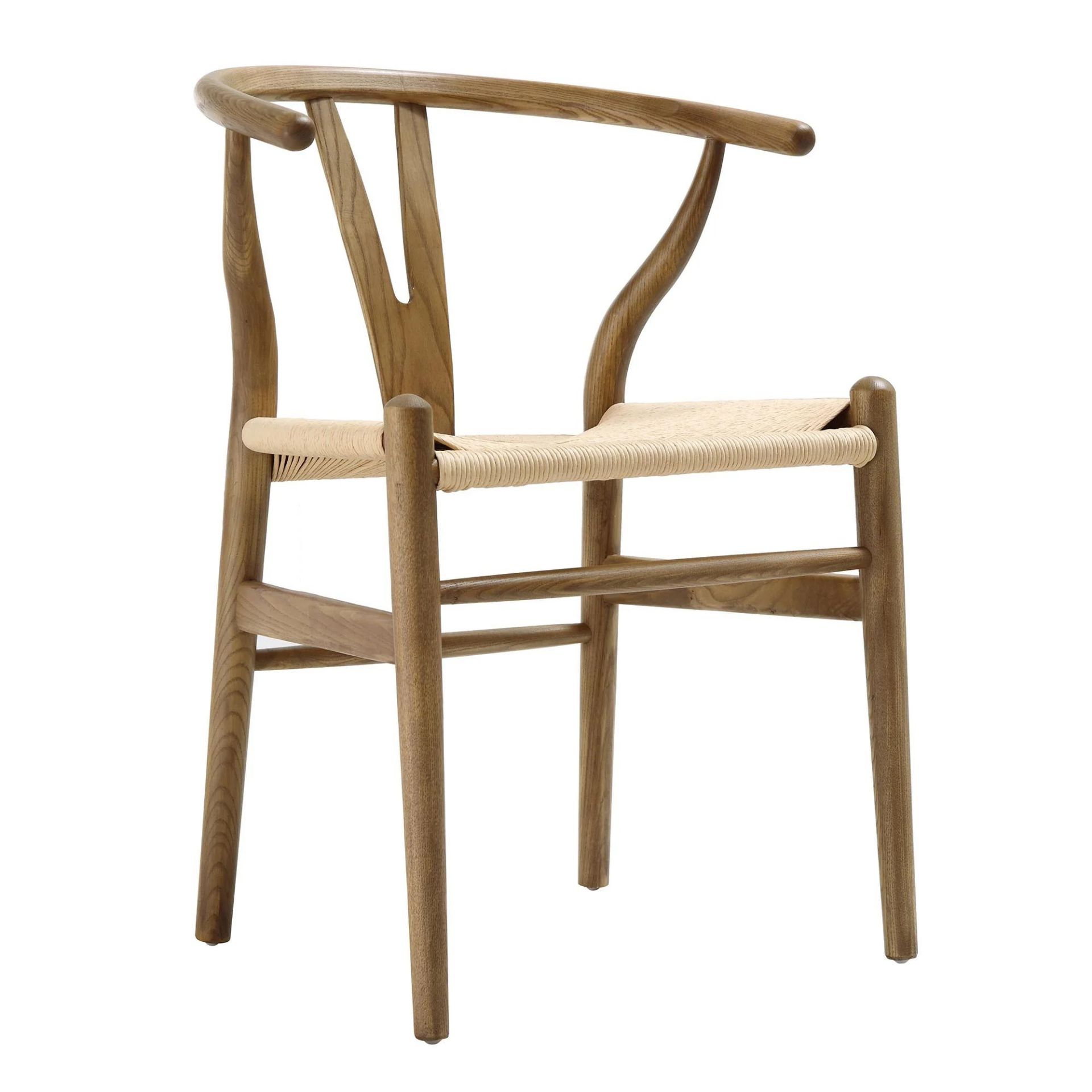Hansel Wooden Natural Weave Wishbone Dining Chair, Light Walnut Colour Frame. - R19.6. RRP £189.