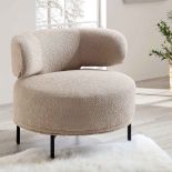 Penn Taupe Boucle Wing Back Accent Chair. - R19.6. RRP £379.99. Chunky seat is well cushioned and