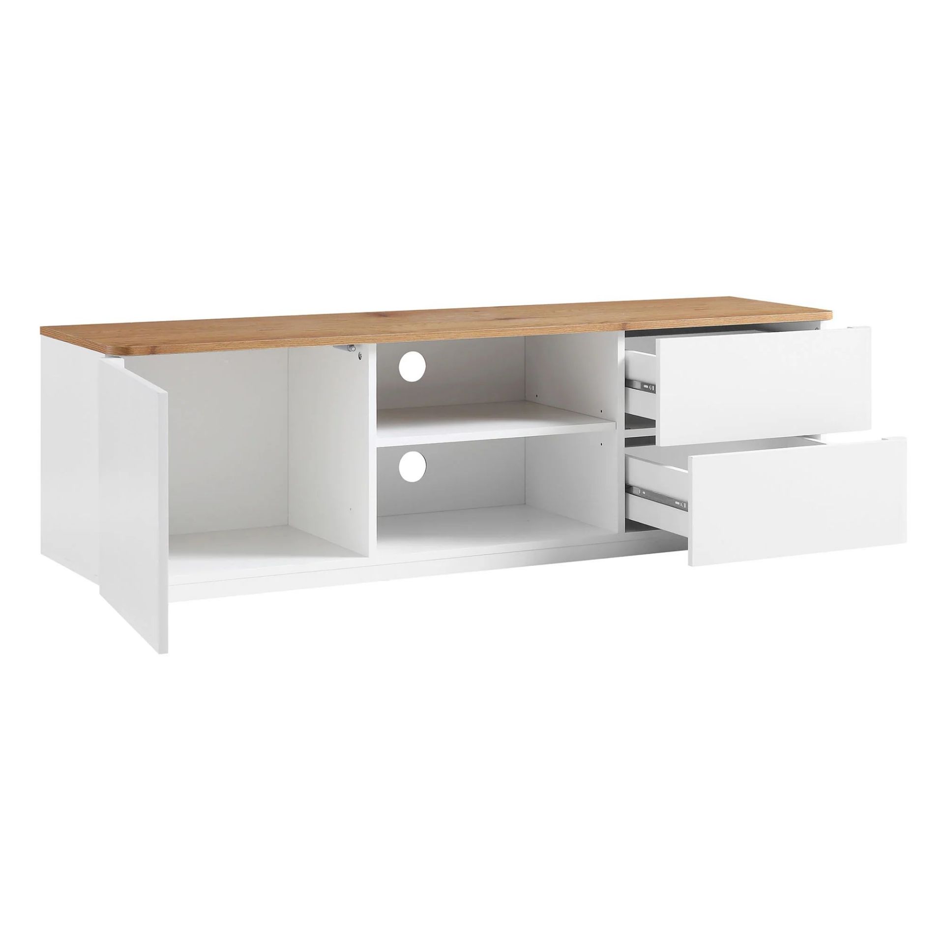 Agnes Curved Edge 150cm Wide TV Unit. - R19.5. RRP £269.99. 1 cabinet door, 2 open shelves and 2 - Image 2 of 2